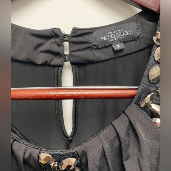 Michel Studio Black Top with Silver Bling Size X - Picture 3 of 7